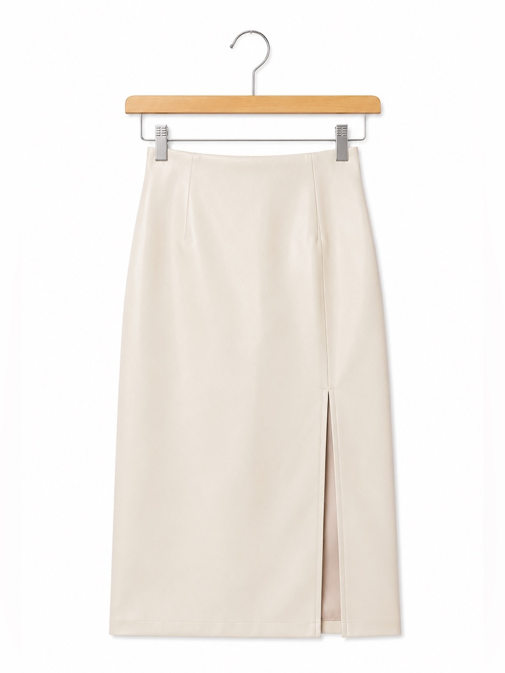 NWT Aritzia Wilfred Patio Midi Skirt Matte Pearl Vegan Leather Size 0